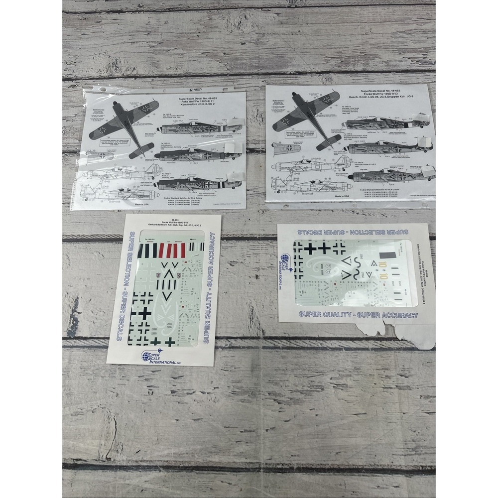 SUPER SCALE 1/48 Decals  48-652,48-653 Focke Wulf Fw 190D-9/13,9/11  New